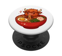 Manzo Dell'hochland Con Tagliatelle Ramen Kawaii Manzo PopSockets PopGrip Adesivo