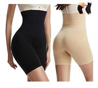 MAOAEAD 2 pezzi Shapewear da donna pantaloncini per il controllo della pancia a vita alta senza cuciture Body Shaper Panty Hip Lift Coscia più sottile (nero+pelle, 5XL)