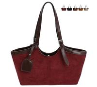 MAOAEAD Borsa hobo da donna in pelle scamosciata, borsa a tracolla in pelle morbida per l'autunno 2025, borsa a tracolla vintage da donna, elegante borsa in pelle scamosciata e pochette, Rosso, M