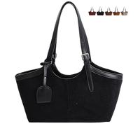 MAOAEAD Borsa hobo da donna in pelle scamosciata, borsa a tracolla in pelle morbida per l'autunno 2025, borsa a tracolla vintage da donna, elegante borsa in pelle scamosciata e pochette, Nero , M