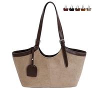 MAOAEAD Borsa hobo da donna in pelle scamosciata, borsa a tracolla in pelle morbida per l'autunno 2025, borsa a tracolla vintage da donna, elegante borsa in pelle scamosciata e pochette, cachi, M