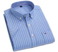 MAOAEAD Camicia a maniche corte Oxford da uomo Estate Casual Confortevole Standard-fit Button down Plaid a righe camicie in cotone (D510,38/S)