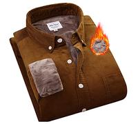 MAOAEAD Camicia calda invernale da uomo in velluto a coste in cotone spesso fodera in pile camicie termiche casual a maniche lunghe Top di base