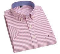 MAOAEAD Camicia da uomo Oxford a maniche corte, estiva, casual, comoda, vestibilità standard, con bottoni, in cotone a righe
