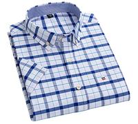 MAOAEAD Camicia da uomo Oxford a maniche corte, estiva, casual, comoda, vestibilità standard, con bottoni, in cotone a righe