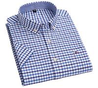 MAOAEAD Camicia da uomo Oxford a maniche corte, estiva, casual, comoda, vestibilità standard, con bottoni, in cotone a righe