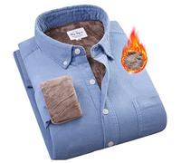 MAOAEAD Camicia invernale da uomo in velluto a coste di cotone con fodera in pile spesso camicie termiche casual a maniche lunghe basic top