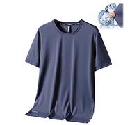 MAOAEAD Ice Silk Round Neck T-Shirt, Men's Summer Ice Silk Quick Drying Short Sleeve T-Shirt, Casual Stretch Breathable Thin Sports T Shirt (Dark Grey,L(99-110Ib))