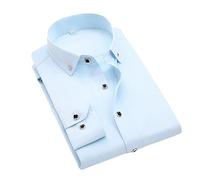 MAOAEAD Men's Cotton Long Sleeve Shirts Non Iron Formal White Cufflink Shirts Business Dress Shirt for Men (39/L(67.5-75KG),Ligth Blue)