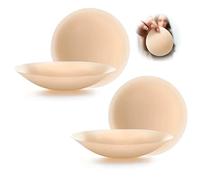 MAOAEAD Seamless Cake Cover, Ultra Thin Invisible Soft Silicone Nipple Covers for Women, Reusable Sweatproof Silicone Pasties (D+ Cups,Nude X 2 Pairs)