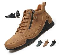 MAOAEAD Stivali da uomo fatti a mano in pelle di alta qualità, punta larga, supporto per l'arco, impermeabili, suola antiscivolo e calore per tutti i giorni, viaggi e attività all'aperto, Marrone, 39