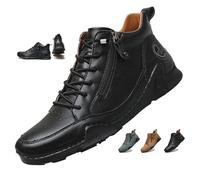 MAOAEAD Stivali da uomo fatti a mano in pelle di alta qualità, punta larga, supporto per l'arco, impermeabili, suola antiscivolo e calore per tutti i giorni, viaggi e attività all'aperto, Nero , 44 EU