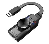 Maodom Adattatore audio USB, scheda audio esterna Virtual 7.1 Surround Sound per laptop con controllo del volume, adattatore universale USB per cuffie, audio USB senza driver per giochi, League of