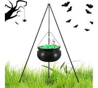 Maodom Calderone Decorazione di Halloween - Vaso da esterno di Halloween con bulbo oculare luci della stringa | Forniture spettrali per le vacanze per patio, prato, cortile, casa, casa infestata