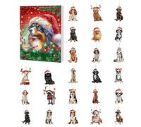 Maodom Calendario natalizio - 2D acrilico ciondolo ornamentale, 24 scatole cane indossare cappello di Babbo Natale, decorazione per conto alla rovescia di Natale, per bambini, ragazze, ragazzi