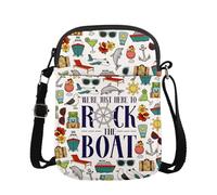 Maofaed, borsa a tracolla coordinata per gruppo da crociera, regalo per vocazione in barca, con scritta in lingua inglese "We're just here to rock the boat, cruising gift(rockTheBoatUK)
