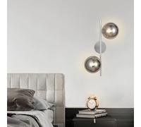 maolo Applique da Parete Interno Moderna Grigio Fumé con Doppia Sfera in Vetro | Attacco 2xG9 IP20 Elegante per Soggiorno, Camera o Corridoio(Grigio Fumè)