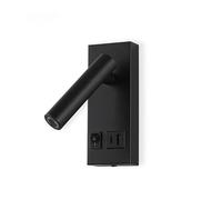 maolo Applique LED da Lettura 2W con Spot Orientabile 360° e USB + Type-C 5V/2A | Luce 4000K per Comodino, Camera da Letto, Hotel | Interruttore ON/OFF | Design Moderno Bianco/Nero (Nero)