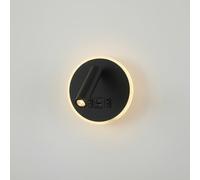 maolo Applique LED da Parete con Spot Orientabile 360° + Luce Circolare | Doppio Interruttore, USB + Type-C 5V/2A | Lampada da Comodino per Camera da Letto e Hotel | 11W 4000K - Bianco/Nero (Nero)