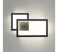 maolo Applique LED Moderna 24W da Parete - Design Geometrico a Rettangoli Sovrapposti - CCT Switch 3000K 4000K 6500K - Lampada da Muro Interno per Soggiorno Camera Corridoio - Bianco/Nero (Nero)