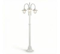 maolo Lampione da Giardino 3 Bracci Classico IP54 | 210cm in Alluminio | 3x E27 Max 60W | Palo Illuminazione Esterno per Viali, Ville e Cortili | Bianco/Nero (Bianco)