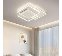 maolo Plafoniera LED Moderna con Telecomando e Bluetooth App | 64W Dimmerabile CCT 3000K-6500K | 3 Quadrati Geometrici Bianco per Soggiorno Camera Ufficio 5888lm 50×50cm