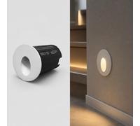 maolo Segnapasso LED Incasso Rotondo 1.5W IP54 | Luce CCT 3000K 4000K 6500K | Faretto Scale da Parete Compatto in Alluminio | Foro 42mm Interno Esterno Bianco (4000, Kelvin)