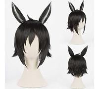 MAOMA Parrucca Cosplay Anime Arknights Courier Parrucca,Black Short Parrucca Cosplay,con Rete per Parrucca Gratuita,per Festa Carnevale Halloween Cosplay Parrucca