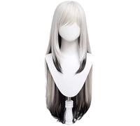 MAOMA Parrucca Cosplay Anime Arknights Mudrock Parrucca,off-White Gradient Black Long Parrucca Cosplay,con Rete per Parrucca Gratuita,per Festa Carnevale Halloween Cosplay Parrucca