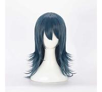 MAOMA Parrucca Cosplay Anime Fire Emblem Three Houses Byleth Parrucca，Blue And Black Mix Parrucca Cosplay，con Rete per Parrucca Gratuita，per Festa Carnevale Halloween Cosplay Parrucca(Size:Lungo)
