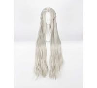 MAOMA Parrucca Cosplay Anime Fire Emblem Three Houses Edelgard Parrucca，Silver Long Parrucca Cosplay，con Rete per Parrucca Gratuita，per Festa Carnevale Halloween Cosplay Parrucca