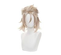 MAOMA Parrucca Cosplay Anime Genshin Impact Albedo Parrucca，Short Blonde Fluffy Parrucca Cosplay，con Rete per Parrucca Gratuita，per Festa Carnevale Halloween Cosplay Parrucca