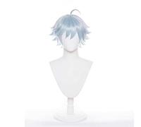 MAOMA Parrucca Cosplay Anime Genshin Impact Chongyun Parrucca，Light Blue Short Parrucca Cosplay，con Rete per Parrucca Gratuita，per Festa Carnevale Halloween Cosplay Parrucca