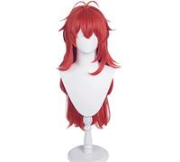 MAOMA Parrucca Cosplay Anime Genshin Impact Diluc Parrucca,Red Long Fluffy Curly Parrucca Cosplay,con Rete per Parrucca Gratuita,per Festa Carnevale Halloween Cosplay Parrucca(Size:Style 1)