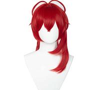 MAOMA Parrucca Cosplay Anime Genshin Impact Diluc Parrucca，Red Long Fluffy Curly Parrucca Cosplay，con Rete per Parrucca Gratuita，per Festa Carnevale Halloween Cosplay Parrucca(Size:Style 3)