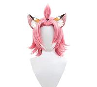 MAOMA Parrucca Cosplay Anime Genshin Impact Diona Parrucca,Short Pink Parrucca Cosplay,con Rete per Parrucca Gratuita,per Festa Carnevale Halloween Cosplay Parrucca