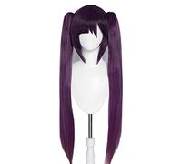 MAOMA Parrucca Cosplay Anime Genshin Impact Mona Parrucca,Long Purple Double Ponytail Parrucca Cosplay,con Rete per Parrucca Gratuita,per Festa Carnevale Halloween Cosplay Parrucca