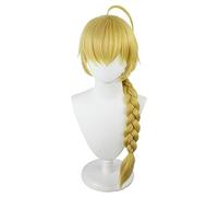 MAOMA Parrucca Cosplay Anime Genshin Impact Traveler Aether Parrucca,Long Blonde Braided Parrucca Cosplay,con Rete per Parrucca Gratuita,per Festa Carnevale Halloween Cosplay Parrucca