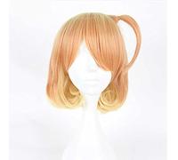 MAOMA Parrucca Cosplay Anime Macross Delta Freyja Wion Parrucca，Orange Gradient Yellow Short Curly Parrucca Cosplay，con Rete per Parrucca Gratuita，per Festa Carnevale Halloween Cosplay Parrucca