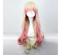 MAOMA Parrucca Cosplay Anime Macross Frontier Sheryl Nome Parrucca，Yellow Gradient Pink Long Wave Parrucca Cosplay，con Rete per Parrucca Gratuita，per Festa Carnevale Halloween Cosplay Parrucca