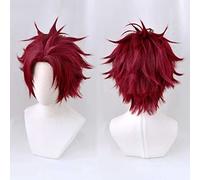 MAOMA Parrucca Cosplay Anime Paradox Live Sugasano Allen Parrucca,Dark Red Short Parrucca Cosplay,con Rete per Parrucca Gratuita,per Festa Carnevale Halloween Cosplay Parrucca