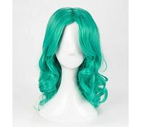 MAOMA Parrucca Cosplay Anime Sailor Moon Sailor Neptune Parrucca，Green Wavy Parrucca Cosplay,con Rete per Parrucca Gratuita,per Festa Carnevale Halloween Cosplay Parrucca(Size:Breve)