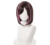 MAOMA Parrucca Cosplay Anime VTuber Kizuna AI Parrucca,Brown Rose Pink Short Parrucca Cosplay,con Rete per Parrucca Gratuita,per Festa Carnevale Halloween Cosplay Parrucca(Size:Style 1)