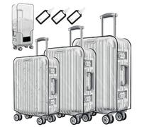 MAOMUN 3 Pezzi Copri Valigia Trasparente con 3 Etichette per Valigie Aereo, Coprivaligia Impermeabile In PVC Cover Valigia Da 20/24/28 Pollici, Copertura Valigia per Viaggi Di Lavoro e Uso Quotidiano