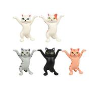 MaoNativey 5 Portapenne Gatti Danzanti, Set Divertente con Mini Figure per Scrivania per Amanti dei Gatti - Decorazione Casa/Ufficio