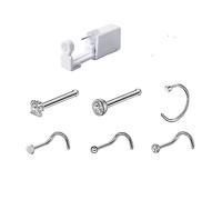 MaoNativey Kit di Pistola per Piercing al Naso, Pistola per Piercing Naso con 6 Borchie Portatile per Piercing ai Naso per Unisex Adatto per Colpire Il Naso