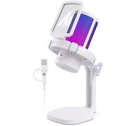 MAONO DGM20 Bianco Microfono Gaming RGB USB, Microfono a Condensatore con Riduzione Rumore per Streaming e Podcast, Mute One-Touch, Controllo Guadagno, PS5/PS4/Mac
