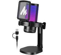 MAONO Microfono Gaming RGB, Microfono a Condensatore con Cancellazione del Rumore per Streaming Podcast Studio, Microfono USB per PS5/PS4/Mac - Luce RGB, Disattivazione One-Touch, Controllo Guadagno