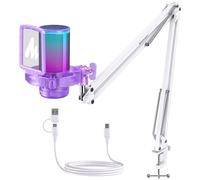 MAONO DGM20S Viola Cristallo Microfono Gaming RGB USB, Microfono a Condensatore con Riduzione Rumore per Streaming e Podcast, Mute One-Touch, Controllo Guadagno, PS5/PS4/Mac