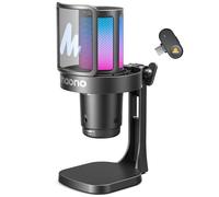 MAONO DGM20W Microfono wireless per PC, microfono USB a condensatore per streaming di giochi con cancellazione del rumore e muto rapido, controllo del guadagno, RGB, jack per cuffie, software